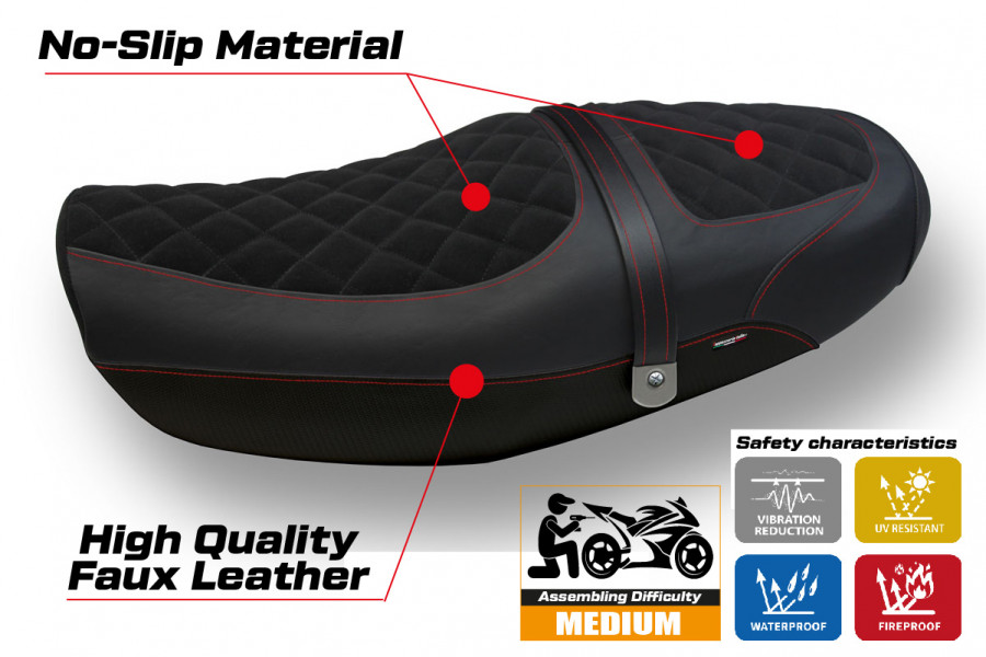 Rivestimento sella compatibile Kawasaki Z 900 RS (18-22) modello Natal Total Black velvet