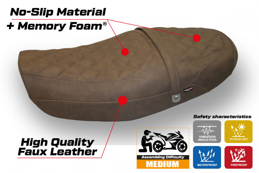 Funda de asiento compatible con Kawasaki Z 900 RS (18-22) modelo Murcia comfort system
