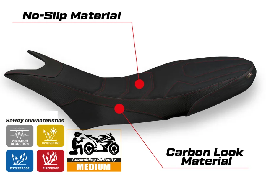 Housse de selle compatible Ducati Hypermotard 950 (19-22) modèle Luna 1 ultragrip