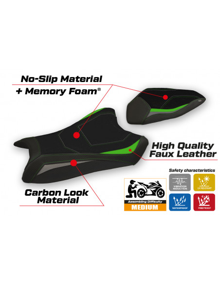 Seat cover compatible Kawasaki Ninja ZX 6 R (19-20) Anadia special color comfort system model