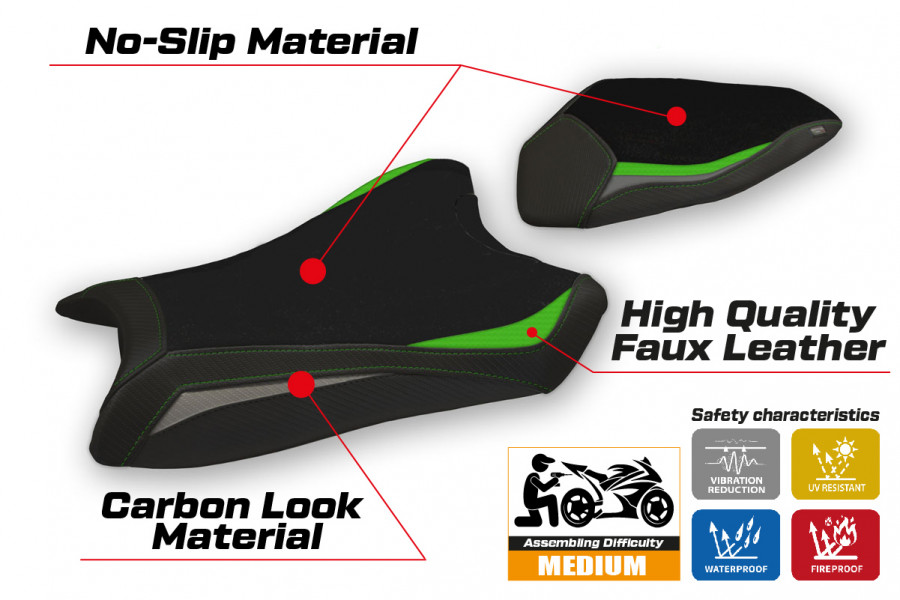 Housse de selle compatible Kawasaki Ninja ZX 6 R (19-20) modèle Gaviao special color