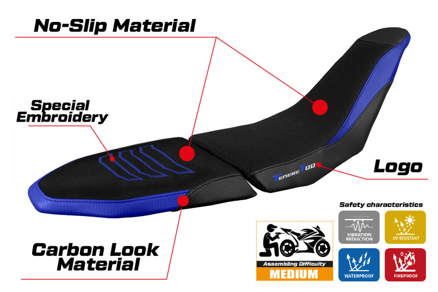Rivestimento sella compatibile Yamaha Tenere 700 Raid (2022) modello Sendai ultragrip