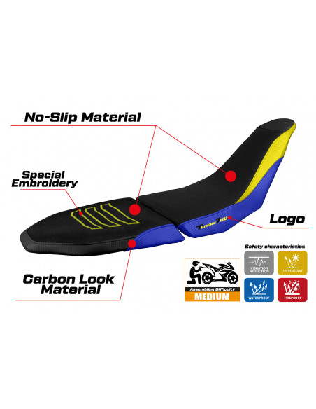 Funda de asiento compatible con Yamaha Tenere 700 Raid (2022) modelo Sendai ultragrip