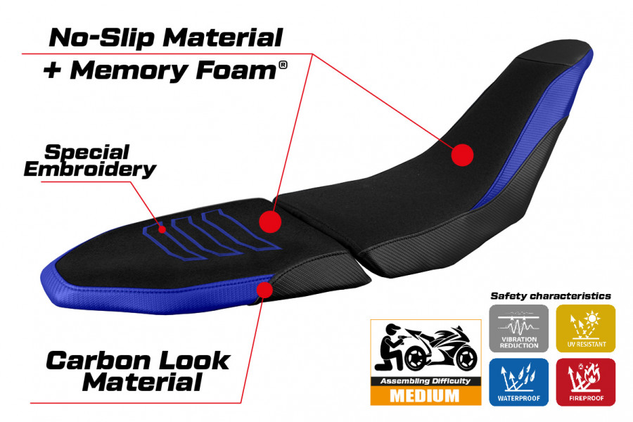 Rivestimento sella compatibile Yamaha Tenere 700 Raid (2022) modello Akita ultragrip comfort system