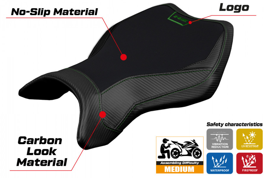 Housse de selle compatible Kawasaki Ninja H2 R (15-22) modèle MadMax