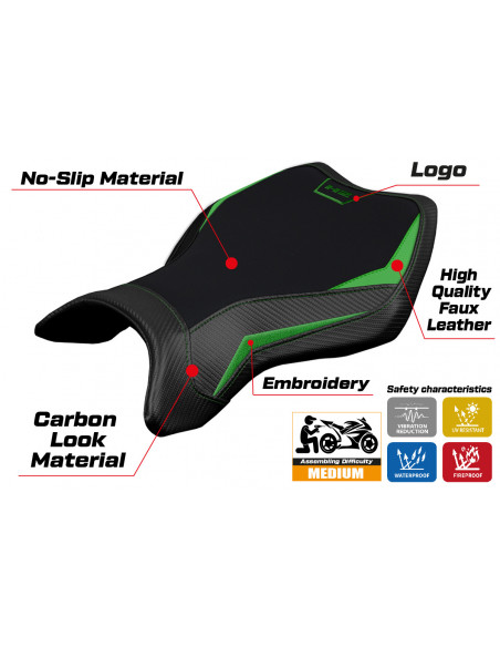 Housse de selle compatible Kawasaki Ninja H2 R (15-22) modèle MadMax