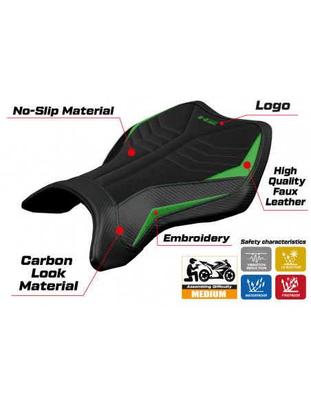 Sitzbezug kompatibel Kawasaki Ninja H2 R (15-22) Modell MadMax Ultragrip