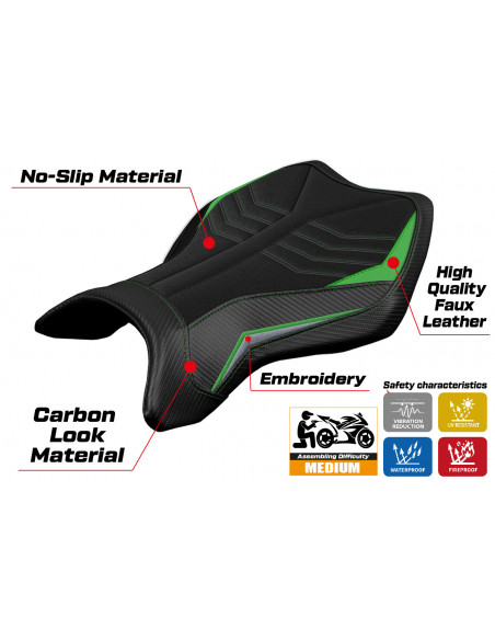 Funda de asiento compatible con Kawasaki Ninja H2 R (15-22) modelo MadMax Ultragrip