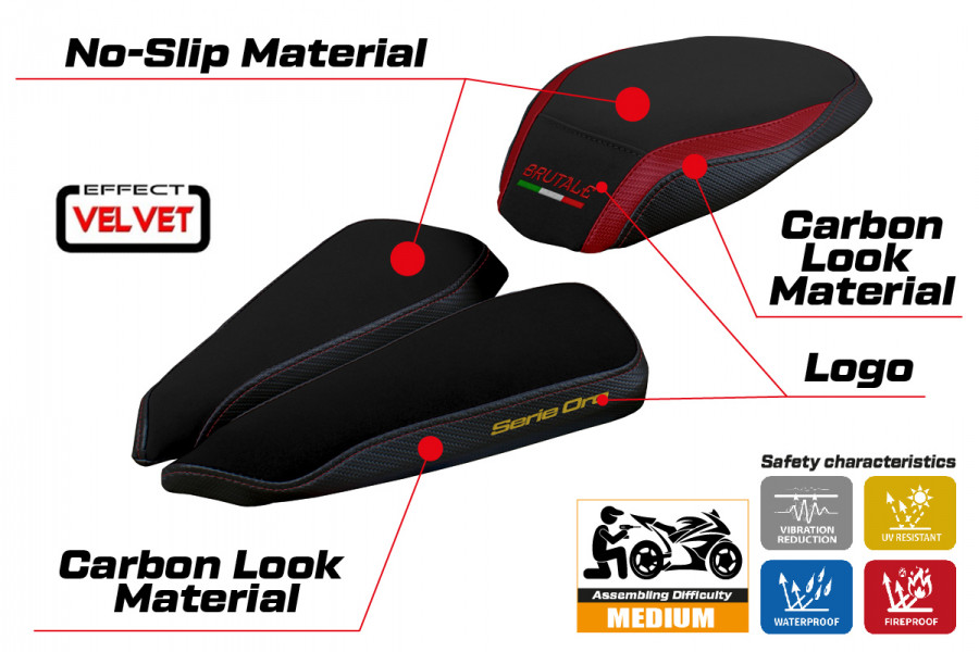 Housse de selle compatible MV Agusta Brutale 1000 RR (20-22) modèle Adai velvet