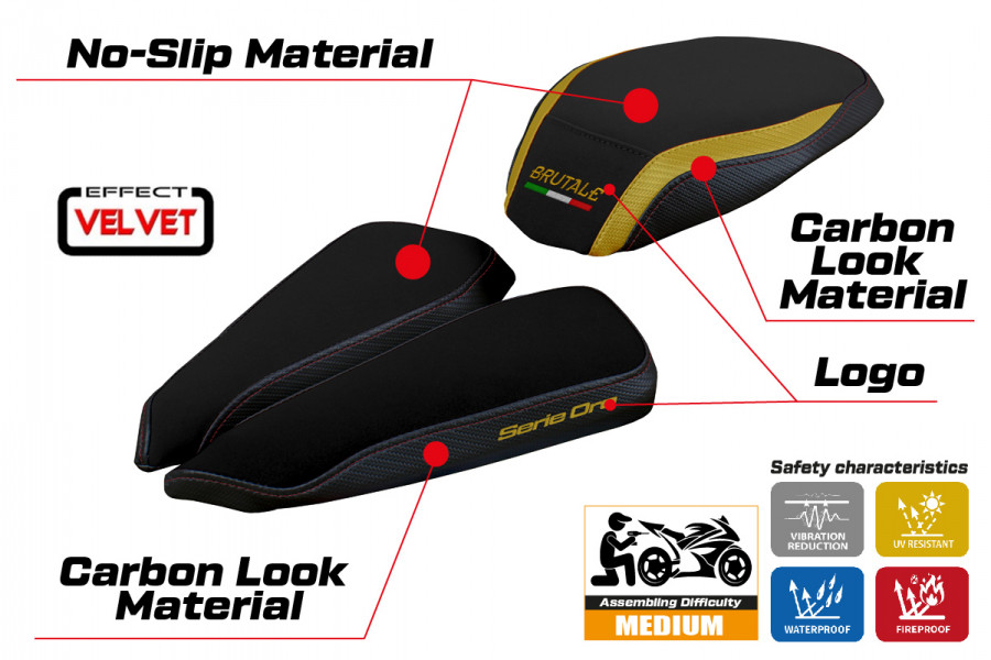 Housse de selle compatible MV Agusta Brutale 1000 RR (20-22) modèle Adai velvet