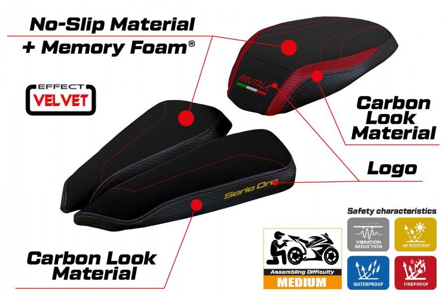 Sitzbezug kompatibel mit MV Agusta Brutale 1000 RR (20-22) Modell Adai Velvet Comfort System
