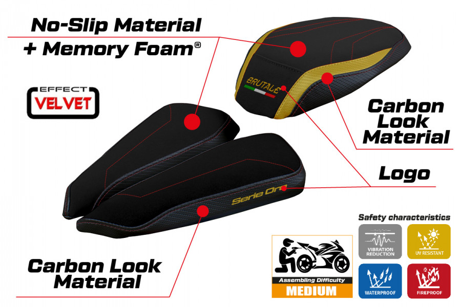 Sitzbezug kompatibel mit MV Agusta Brutale 1000 RR (20-22) Modell Adai Velvet Comfort System