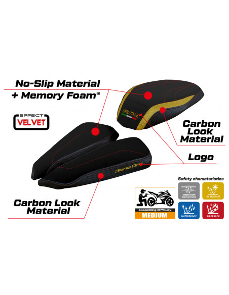 Funda de asiento compatible con MV Agusta Brutale 1000 RR (20-22) modelo Adai velvet comfort system