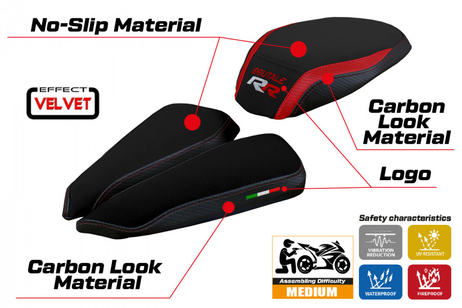 Sitzbezug kompatibel MV Agusta Brutale 1000 RR (20-22) Modell Meilan velvet