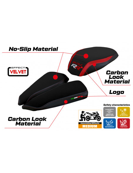 Housse de selle compatible MV Agusta Brutale 1000 RR (20-22) modèle Meilan velvet