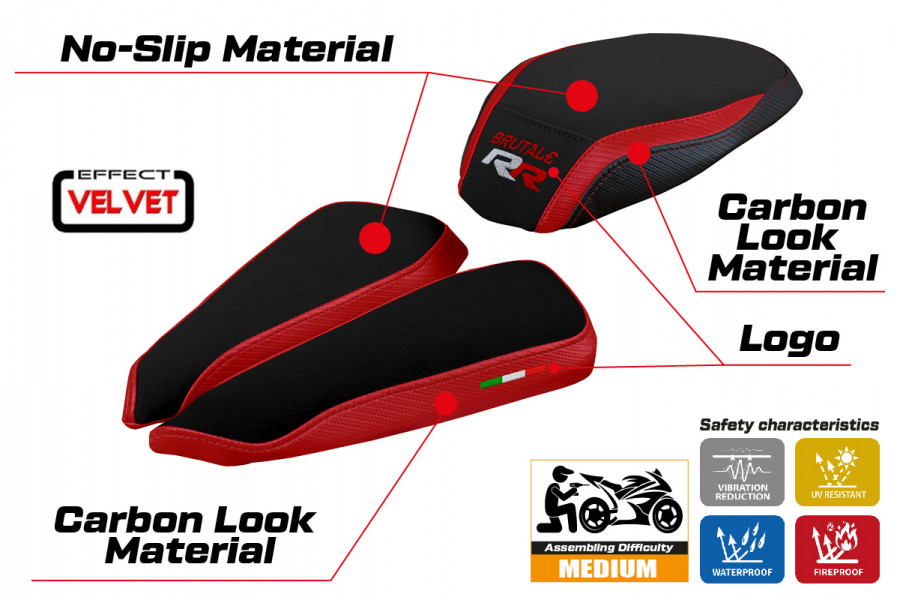 Sitzbezug kompatibel MV Agusta Brutale 1000 RR (20-22) Modell Meilan velvet