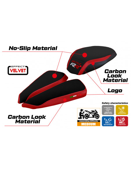 Funda de asiento compatible MV Agusta Brutale 1000 RR (20-22) modelo Meilan terciopelo