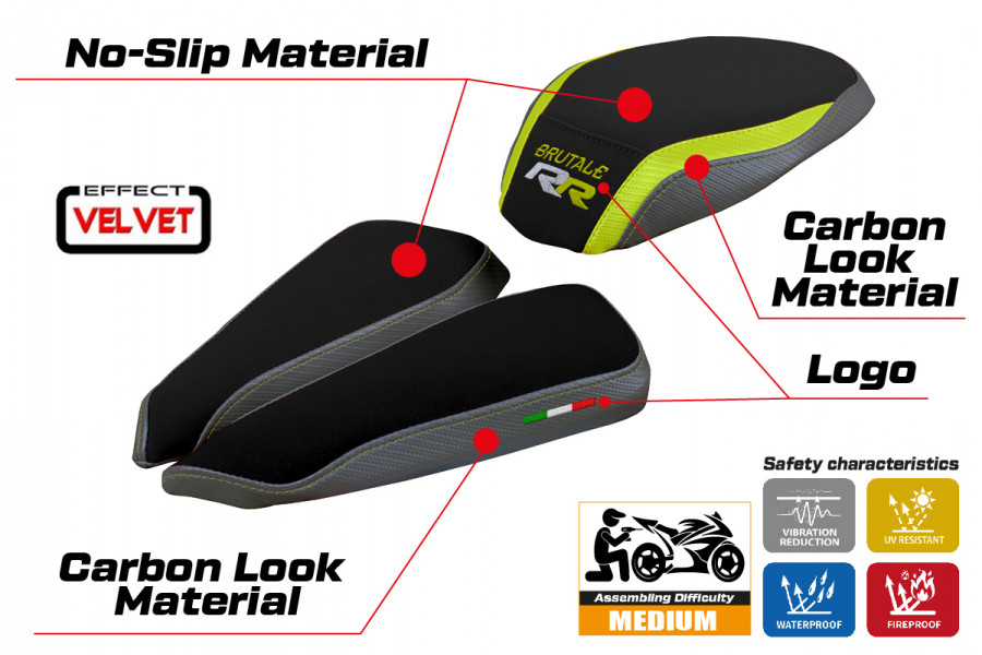 Seat cover compatible MV Agusta Brutale 1000 RR (20-22) Meilan velvet model