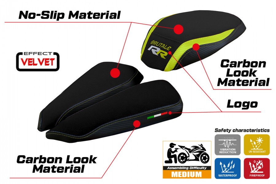 Sitzbezug kompatibel MV Agusta Brutale 1000 RR (20-22) Modell Meilan velvet
