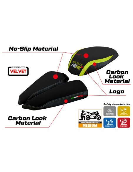 Housse de selle compatible MV Agusta Brutale 1000 RR (20-22) modèle Meilan velvet