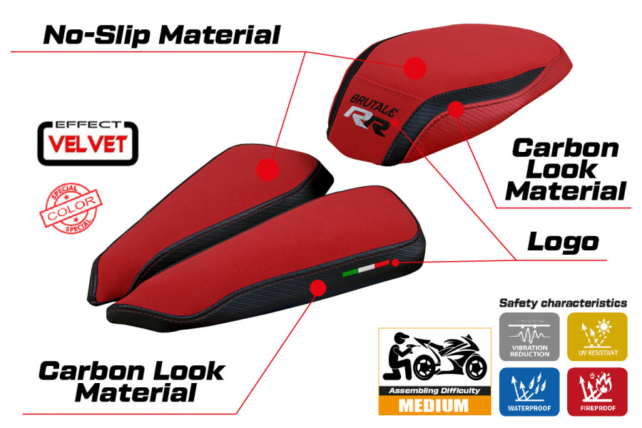 Sitzbezug kompatibel MV Agusta Brutale 1000 RR (20-22) Modell Meilan velvet