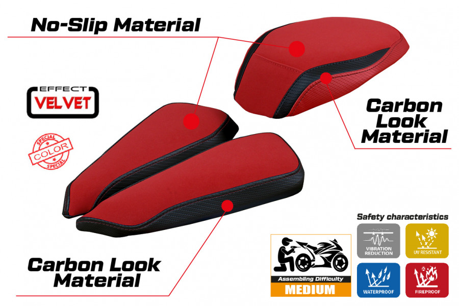 Housse de selle compatible MV Agusta Brutale 1000 RR (20-22) modèle Meilan velvet