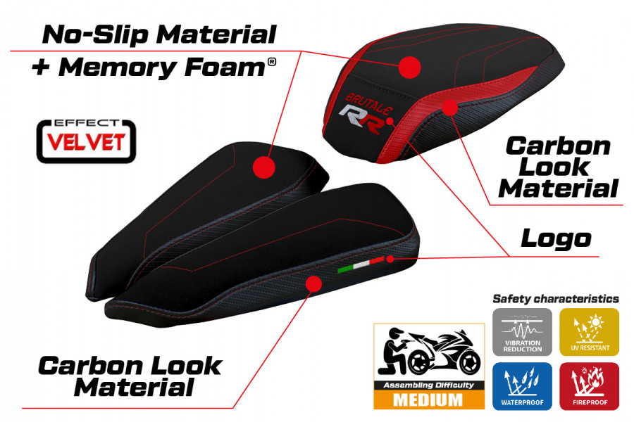 Sitzbezug kompatibel mit MV Agusta Brutale 1000 RR (20-22) Modell Meilan velvet comfort system