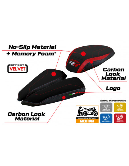 Seat cover compatible MV Agusta Brutale 1000 RR (20-22) Meilan velvet comfort system model