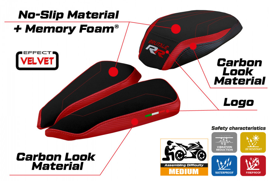 Seat cover compatible MV Agusta Brutale 1000 RR (20-22) Meilan velvet comfort system model