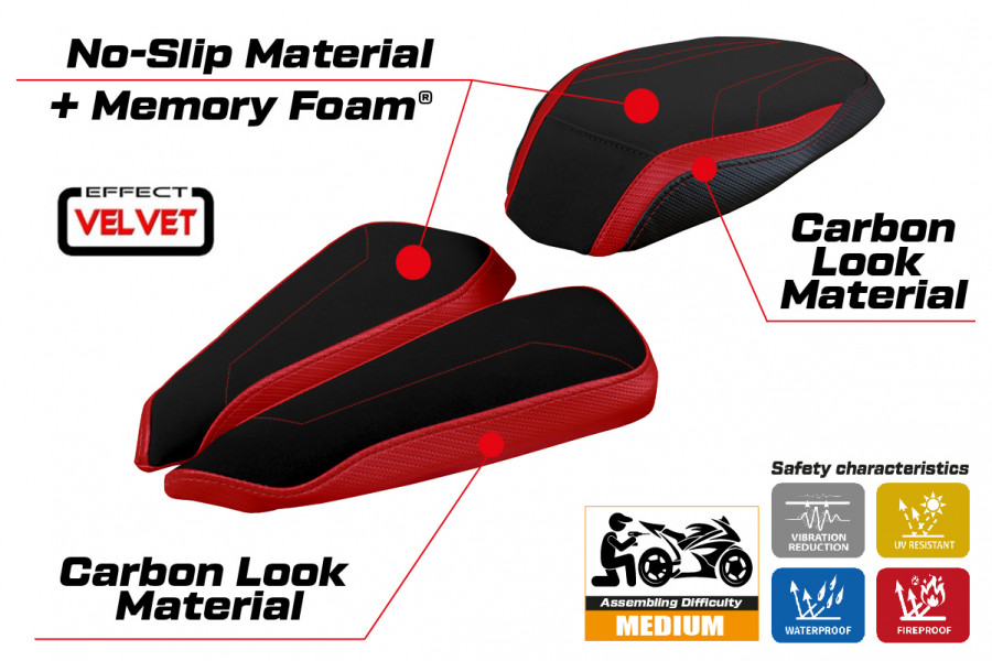 Rivestimento sella compatibile MV Agusta Brutale 1000 RR (20-22) modello Meilan velvet comfort system