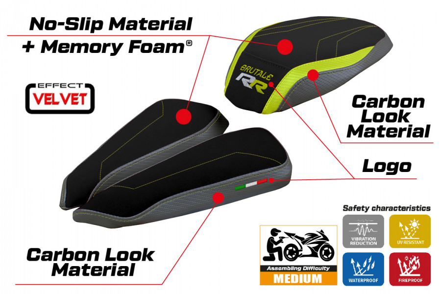 Sitzbezug kompatibel mit MV Agusta Brutale 1000 RR (20-22) Modell Meilan velvet comfort system