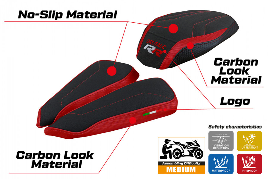 Sitzbezug kompatibel mit MV Agusta Brutale 1000 RR (20-22) Modell Meilan Ultragrip