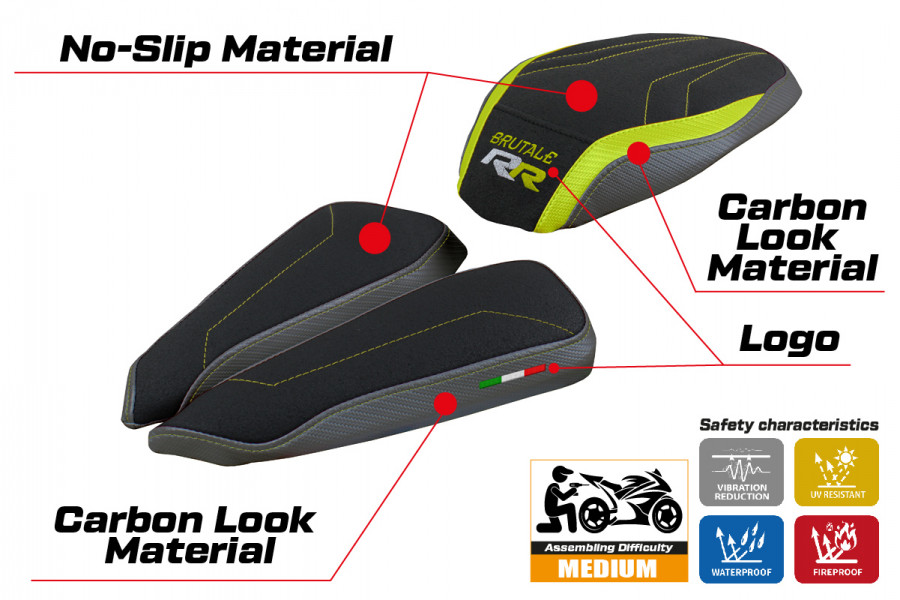 Sitzbezug kompatibel mit MV Agusta Brutale 1000 RR (20-22) Modell Meilan Ultragrip