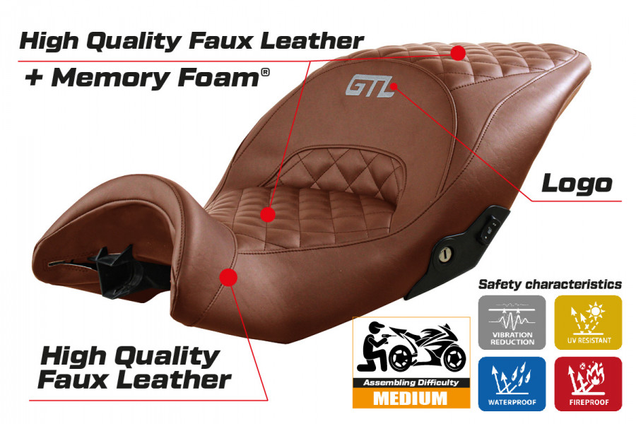 Housse de selle compatible BMW K 1600 GTL (10-22) modèle Diamond comfort system