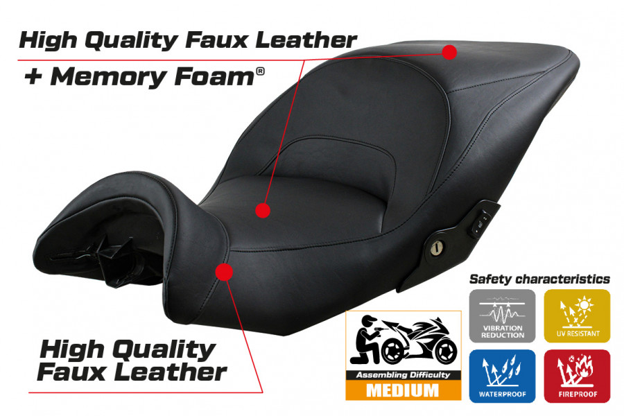 Housse de selle compatible BMW K 1600 GTL (10-22) modèle Lithia comfort system