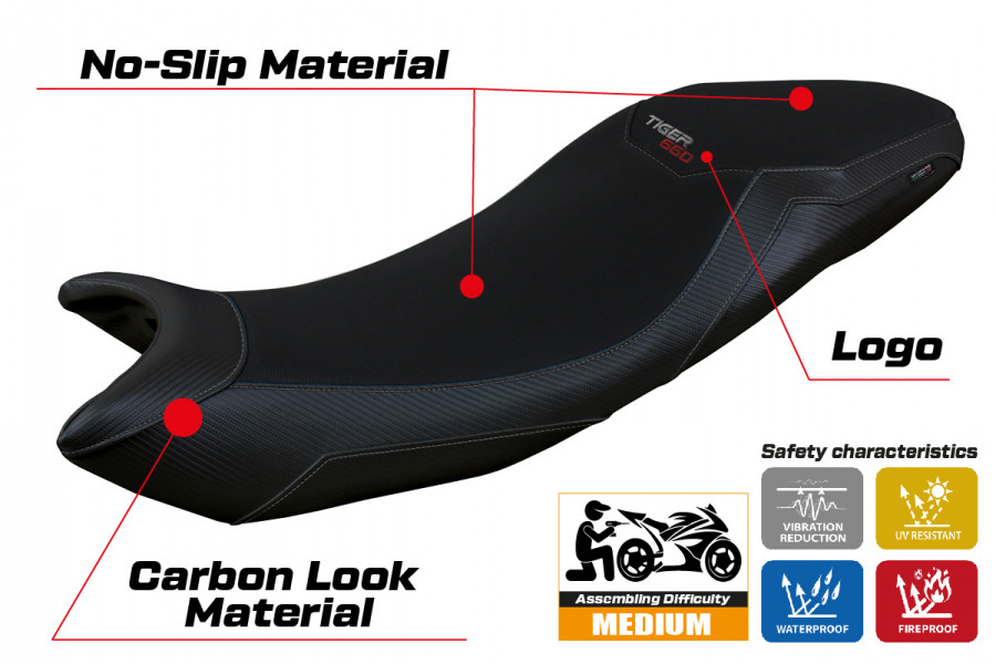 Funda de asiento compatible con Triumph Tiger 660 (21-22) modelo Derry