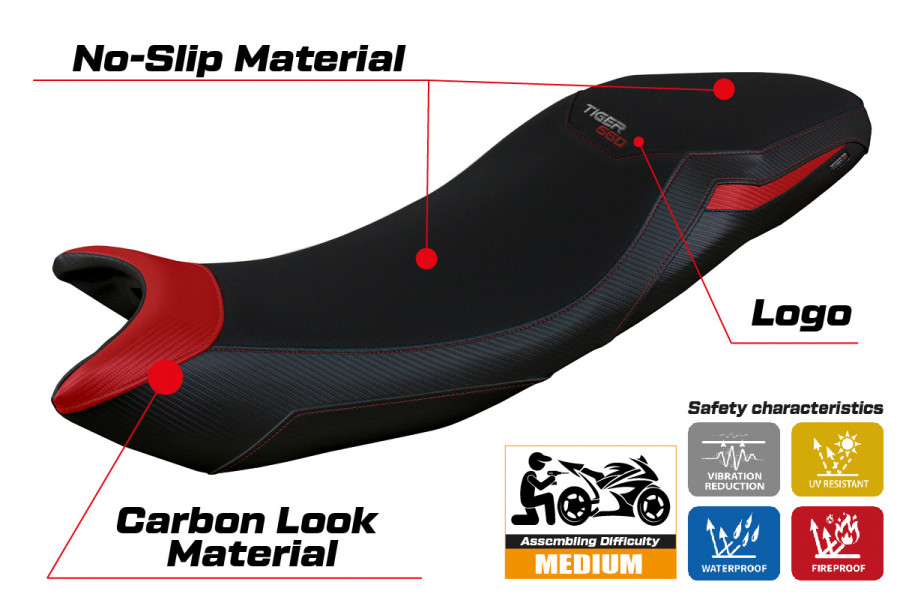 Funda de asiento compatible con Triumph Tiger 660 (21-22) modelo Derry