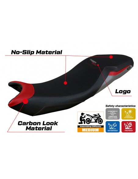 Housse de selle compatible Triumph Tiger 660 (21-22) modèle Derry