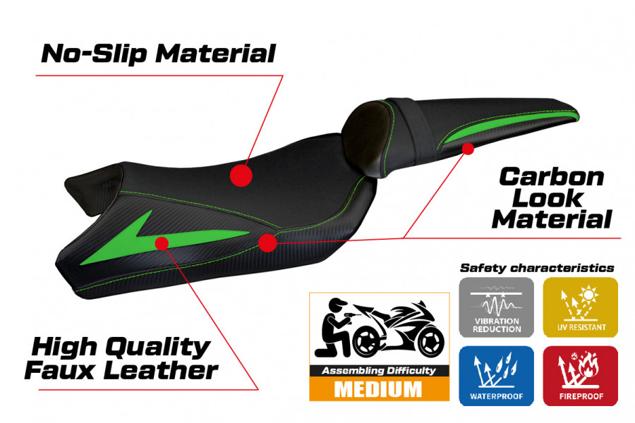 Sitzbezug kompatibel Kawasaki Z 1000 (10-13) Modell Berna Total Black