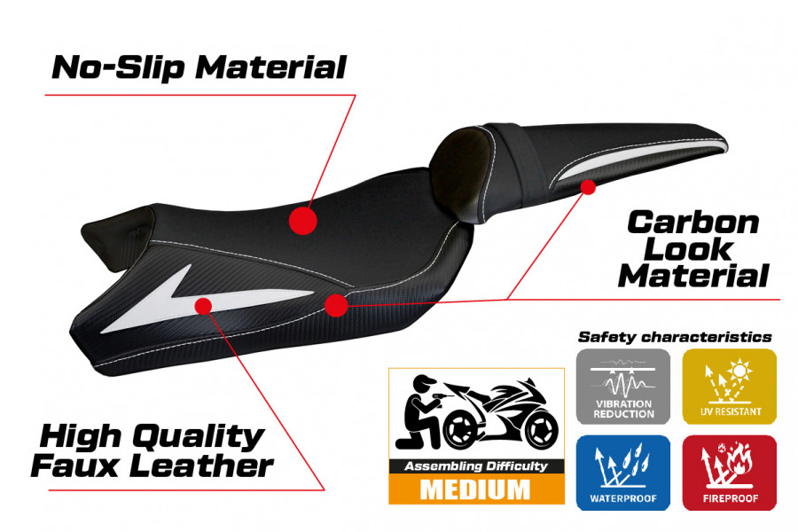 Rivestimento sella compatibile Kawasaki Z 1000 (10-13) modello Berna Total Black