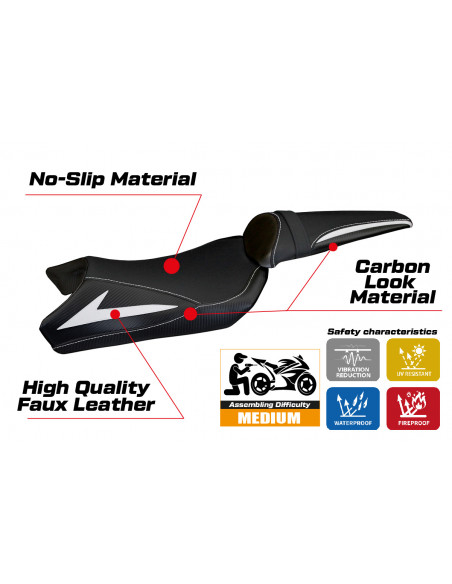 Rivestimento sella compatibile Kawasaki Z 1000 (10-13) modello Berna Total Black