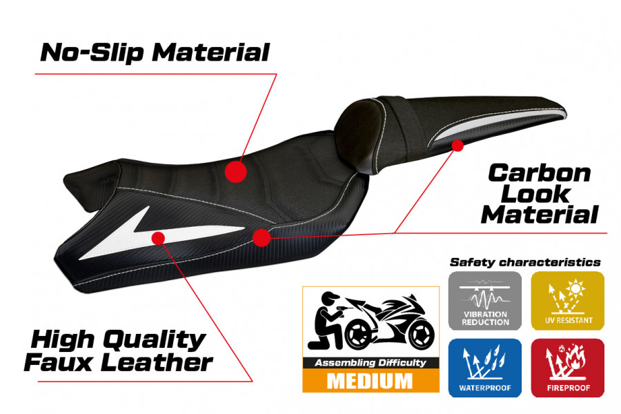 Rivestimento sella compatibile Kawasaki Z 1000 (10-13) modello Berna Total Black ultragrip