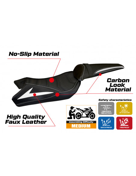 Seat cover compatible Kawasaki Z 1000 (10-13) Berna Total black ultragrip model