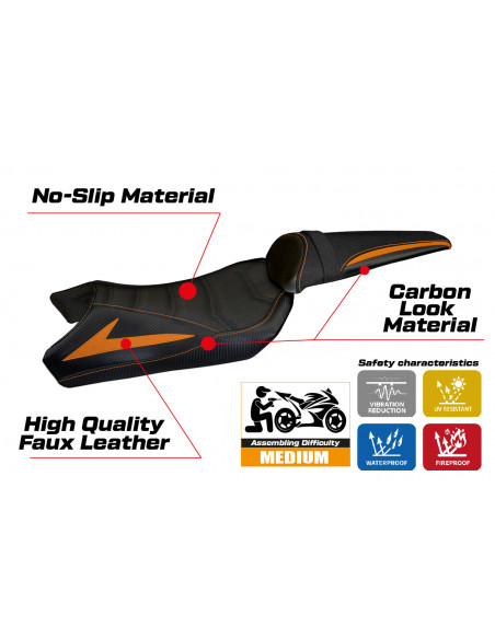 Rivestimento sella compatibile Kawasaki Z 1000 (10-13) modello Berna Total Black ultragrip