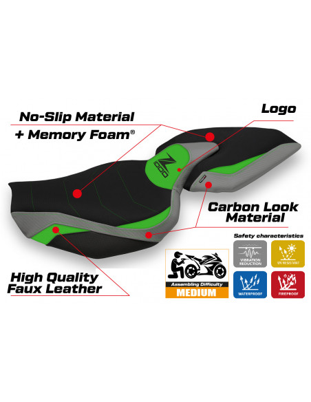 Seat cover compatible Kawasaki Z 1000 (14-20) Ellos special color comfort system model