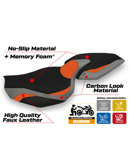 Funda de asiento compatible Kawasaki Z 1000 (14-20) modelo Ellos special color comfort system