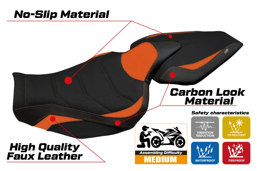 Funda de asiento compatible con Kawasaki Z 1000 (14-20) modelo Hedemora 1 ultragrip