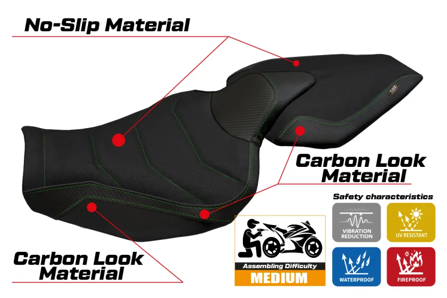 Rivestimento sella compatibile Kawasaki Z 1000 (14-20) modello Hedemora 1 ultragrip