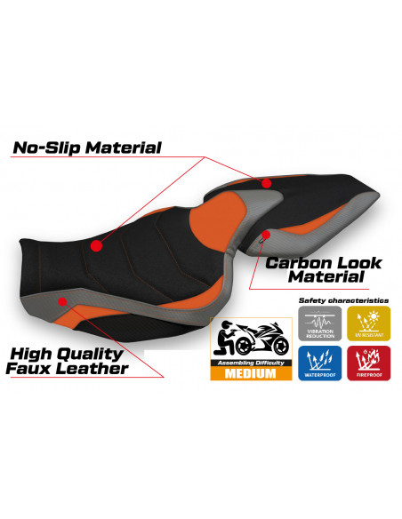 Funda de asiento compatible con Kawasaki Z 1000 (14-20) modelo Hedemora special color ultragrip