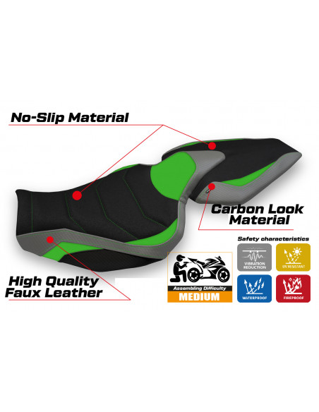 Housse de selle compatible Kawasaki Z 1000 (14-20) modèle Hedemora special color ultragrip
